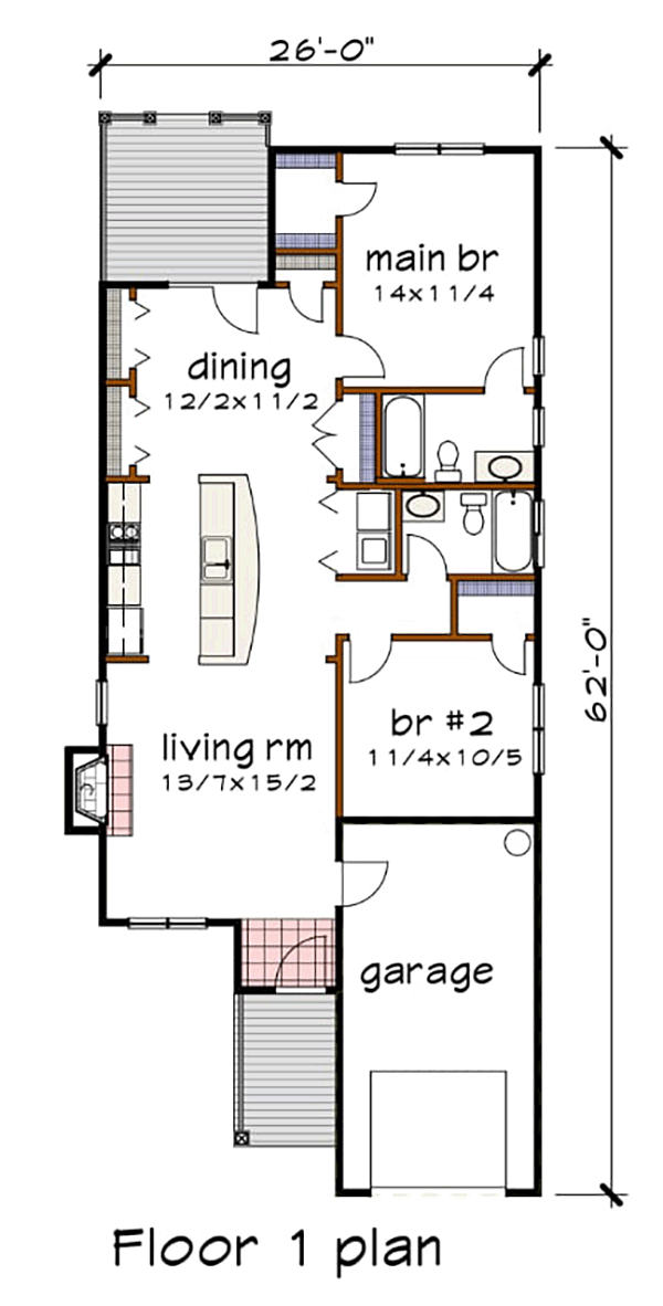 Bungalow Cottage Level One of Plan 75521