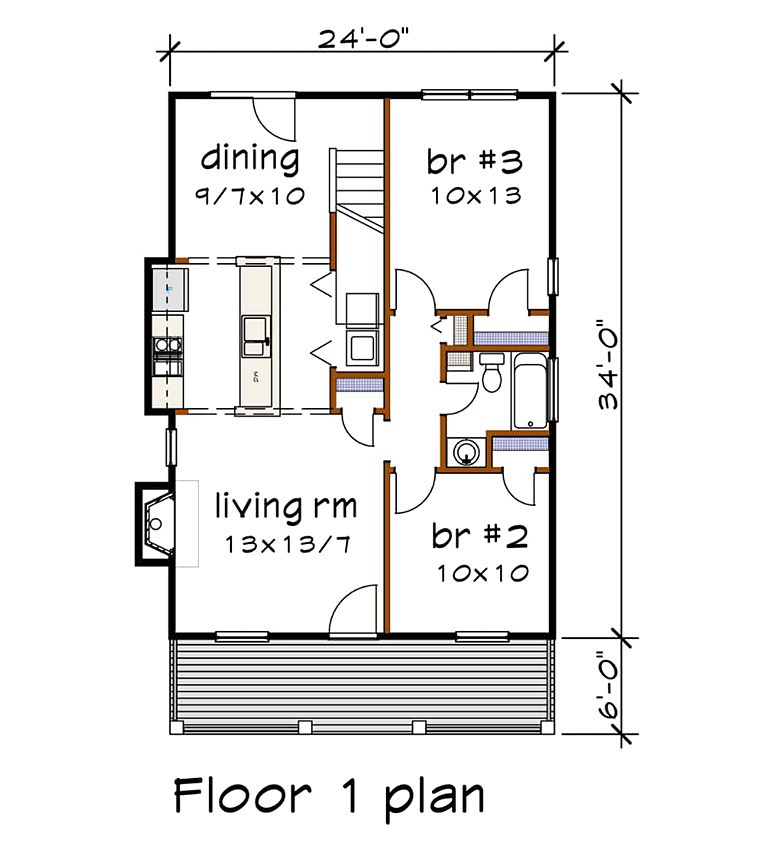 Bungalow Cottage Level One of Plan 75526