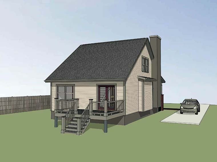 Bungalow Cottage Rear Elevation of Plan 75526