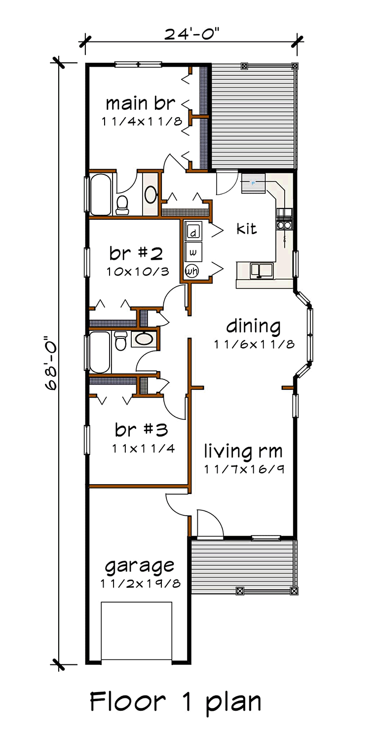 Bungalow Cottage Level One of Plan 75528