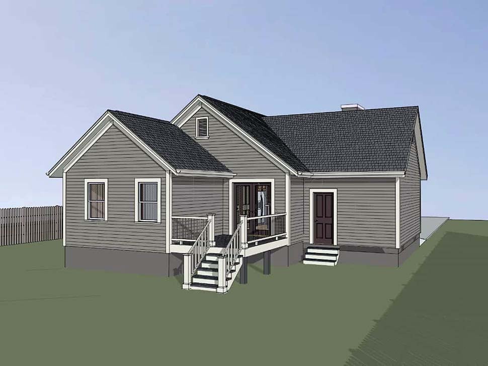 Bungalow Cottage Rear Elevation of Plan 75529