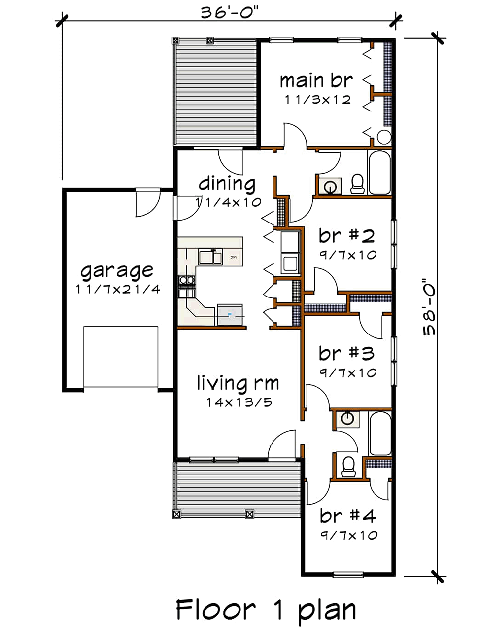 Bungalow Cottage Level One of Plan 75530