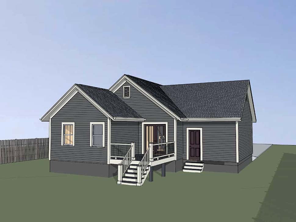 Bungalow Cottage Rear Elevation of Plan 75530