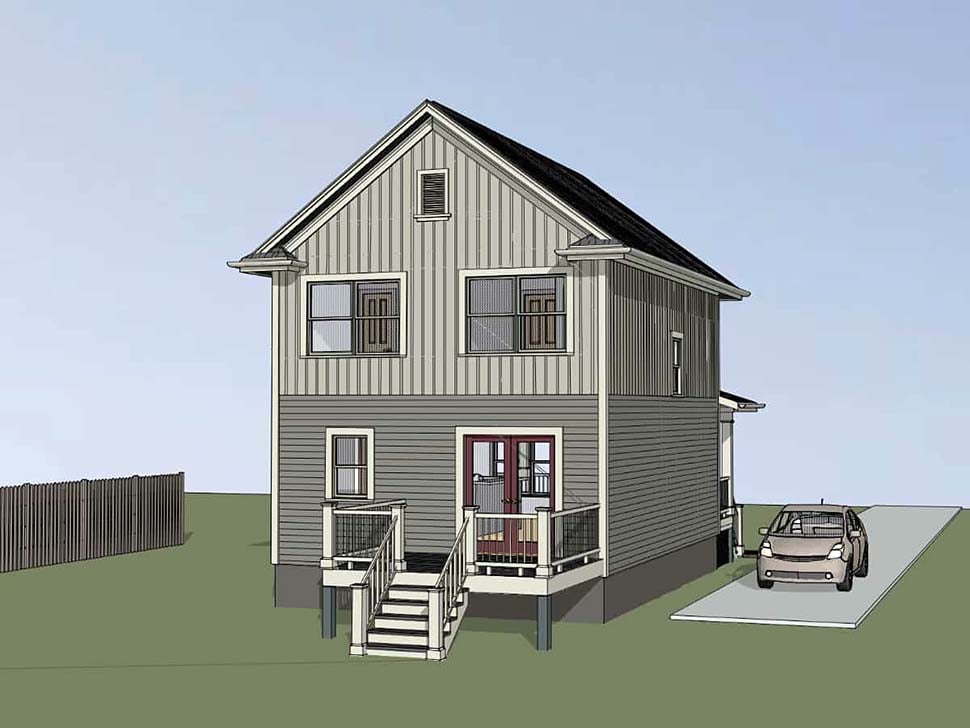 Colonial Country Rear Elevation of Plan 75531