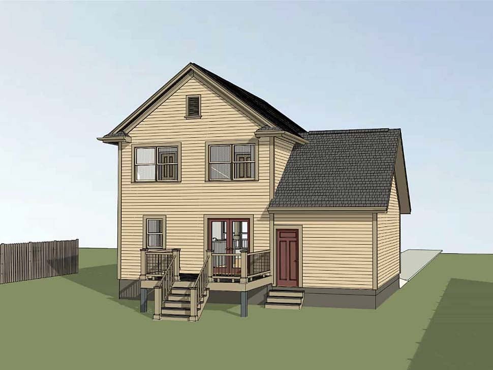 Colonial Country Rear Elevation of Plan 75532