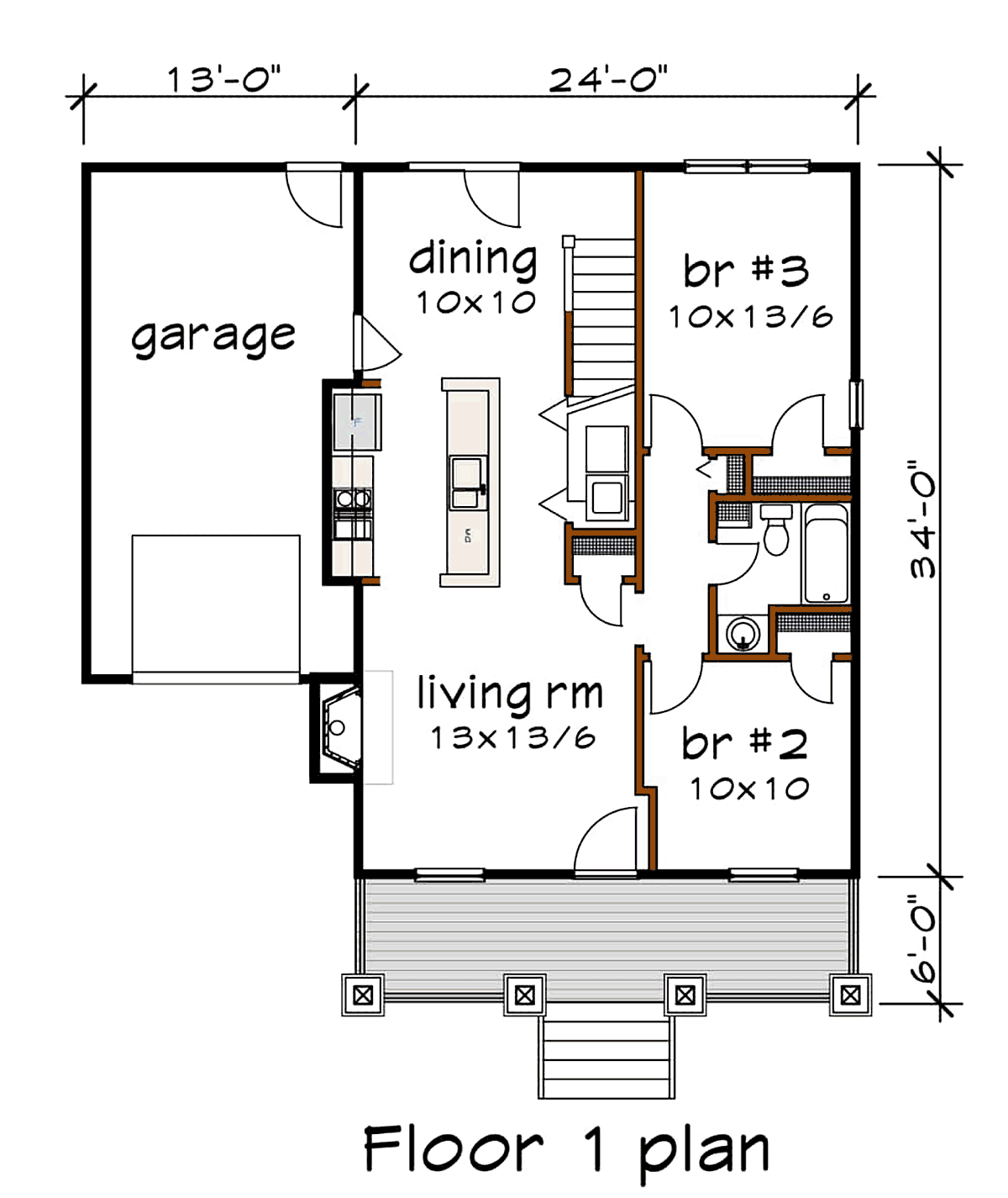 Bungalow Craftsman Level One of Plan 75535