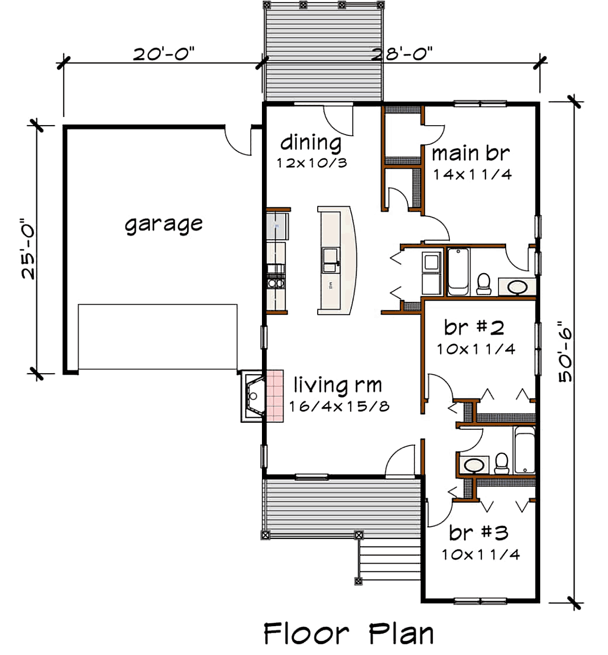 Cottage Traditional Level One of Plan 75539