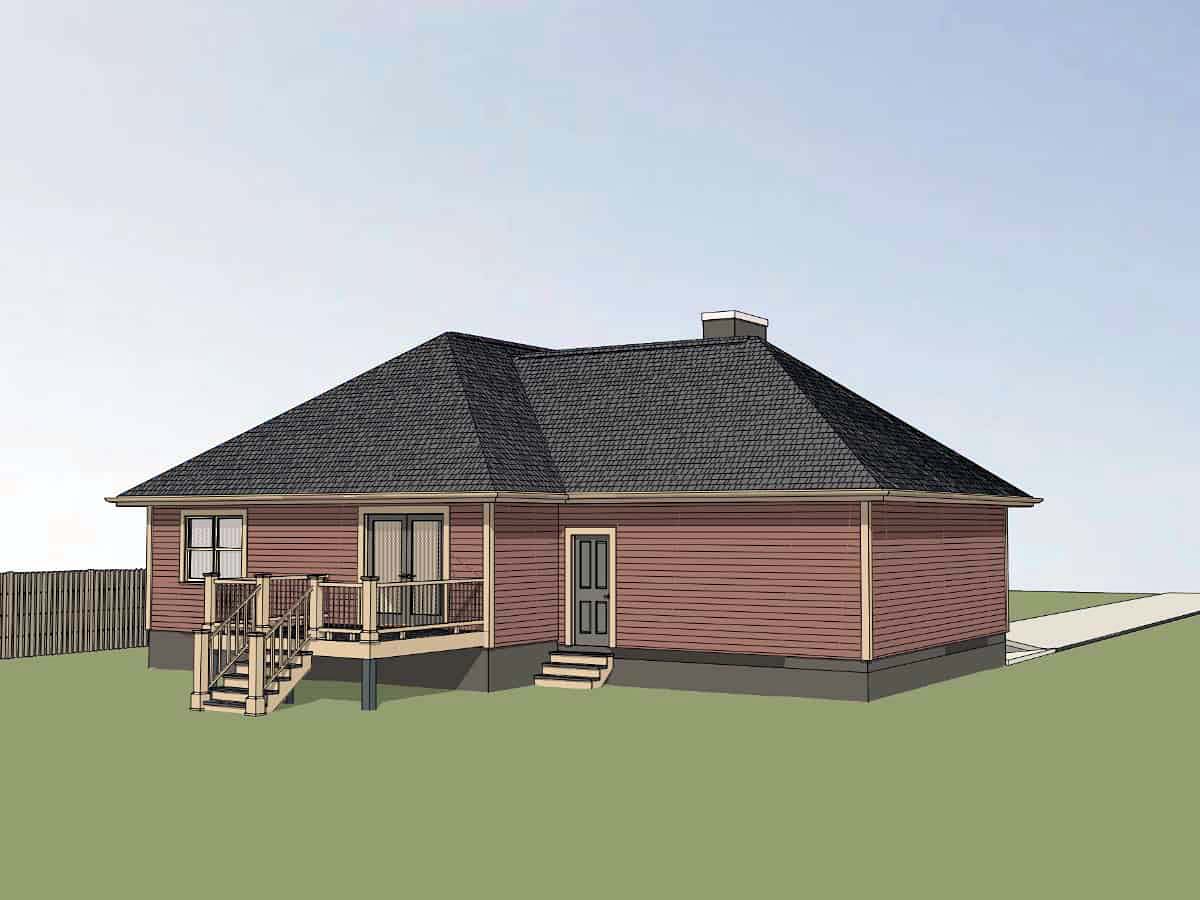 Cottage, Traditional Plan with 1214 Sq. Ft., 3 Bedrooms, 2 Bathrooms, 1 Car Garage Picture 3