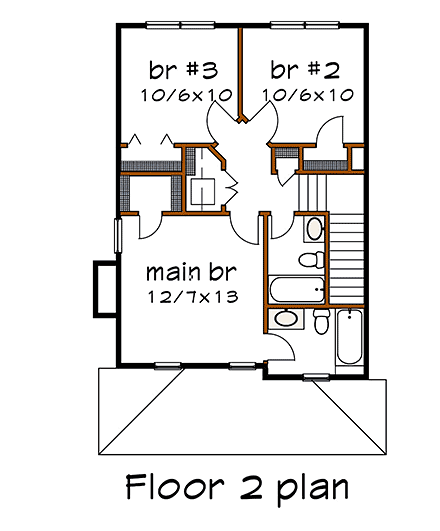 House Plan 75541 Second Level Plan