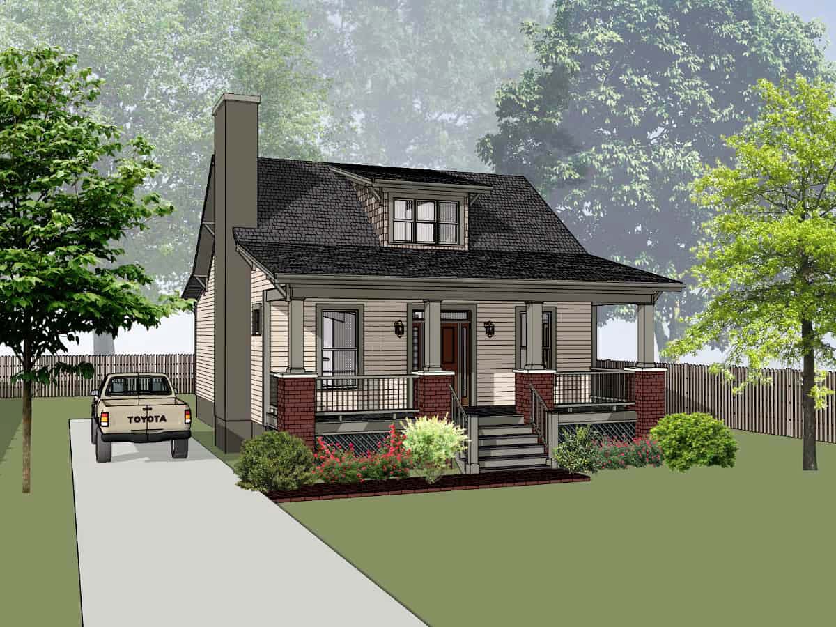 House Plan 75551 - Cottage Style with 1394 Sq Ft, 3 Bed, 2 Bath, 1 Half