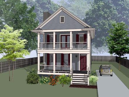 Colonial Southern Elevation of Plan 75552