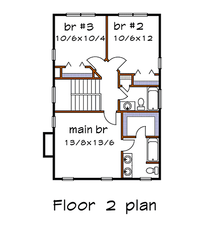 House Plan 75553 Second Level Plan