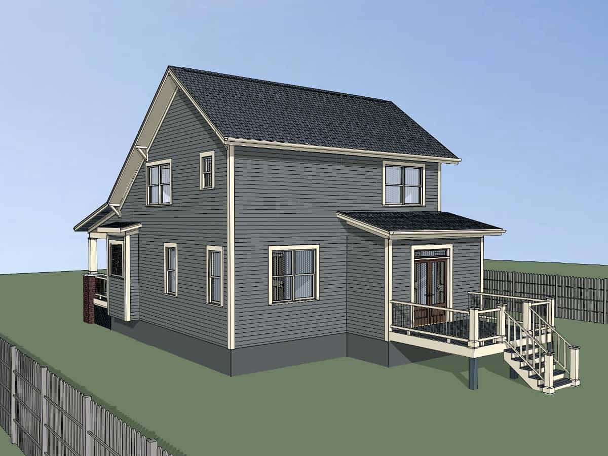 Bungalow Cottage Rear Elevation of Plan 75556