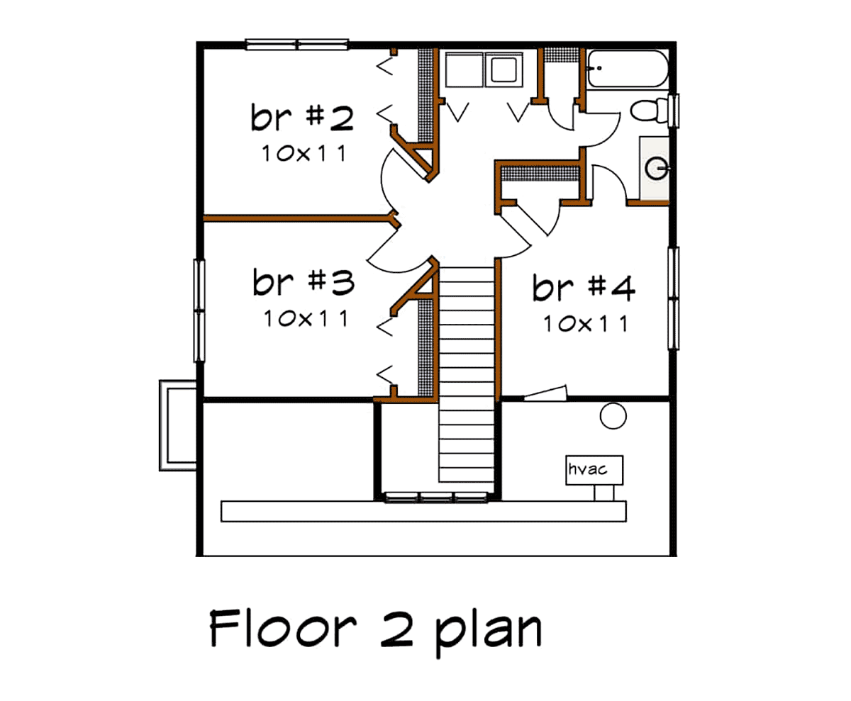 Bungalow Cottage Craftsman Level Two of Plan 75557