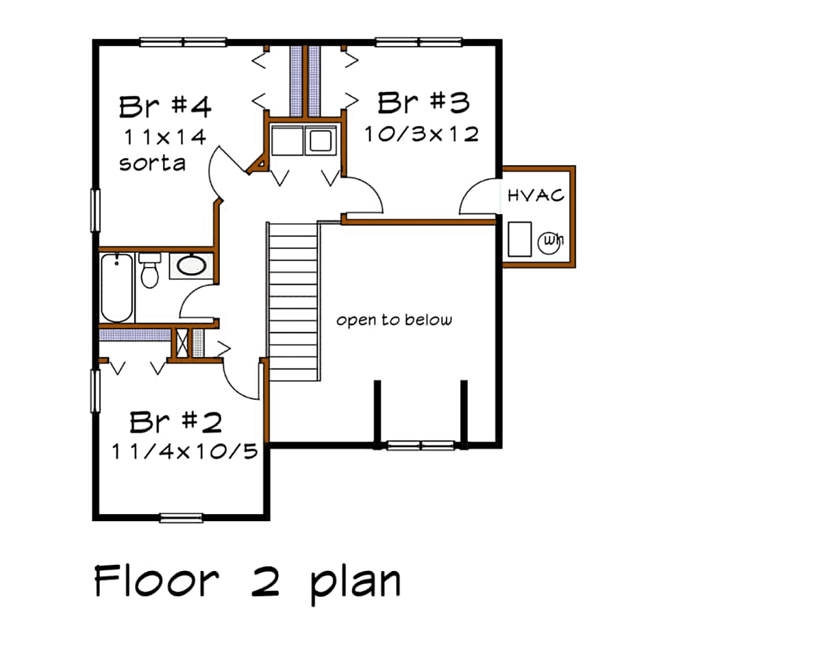 Bungalow Colonial Traditional Level Two of Plan 75559