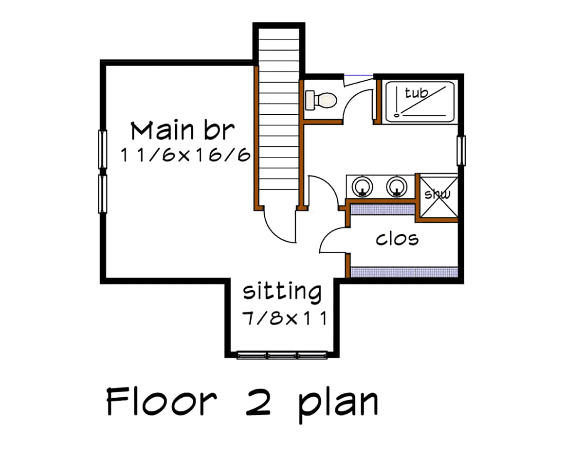 Bungalow Cottage Craftsman Level Two of Plan 75561