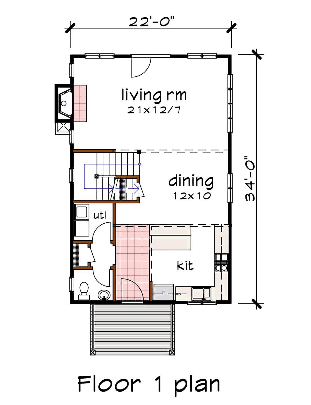 Contemporary Cottage Modern Level One of Plan 75566