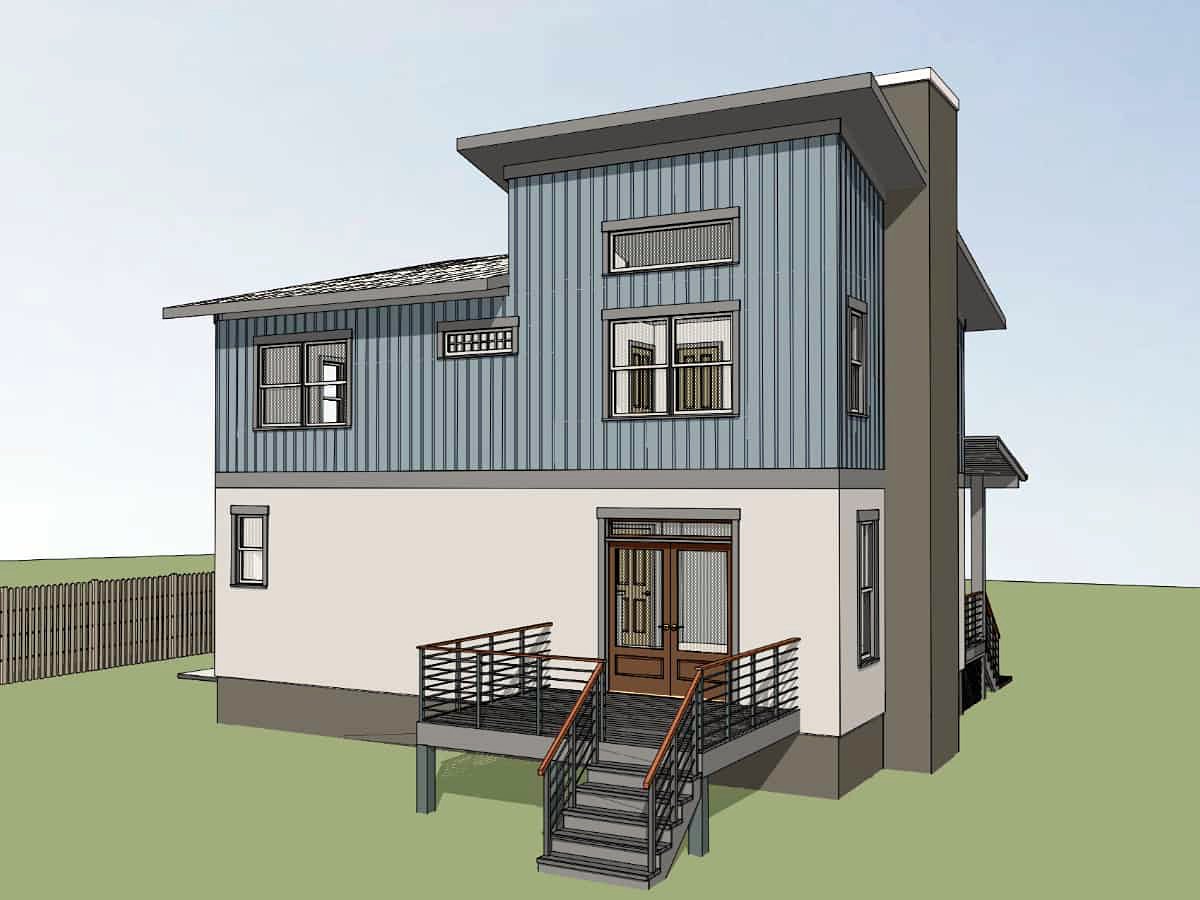 Bungalow Contemporary Modern Rear Elevation of Plan 75567
