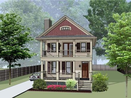 Colonial Country Southern Elevation of Plan 75570