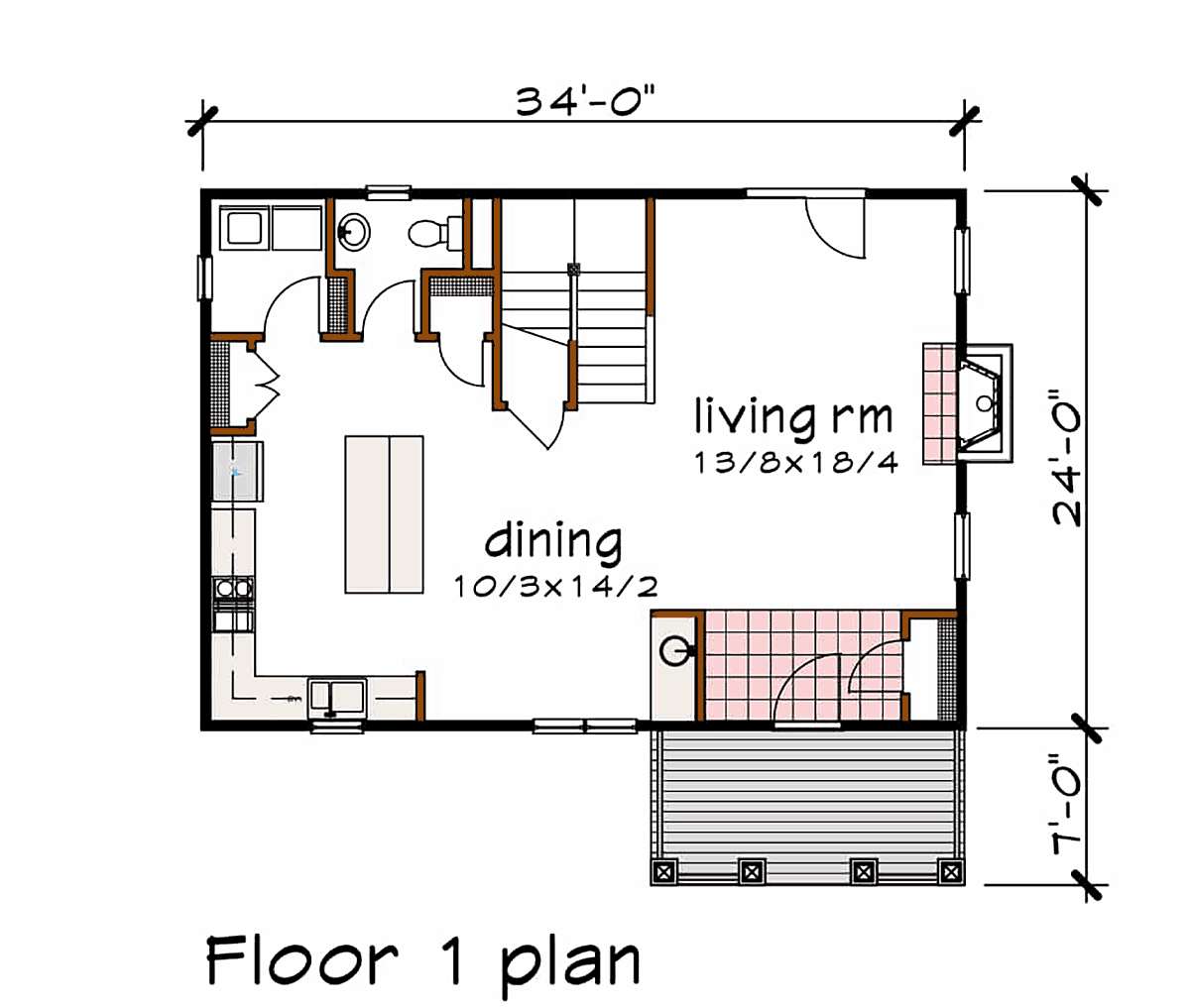 Country Farmhouse Level One of Plan 75571