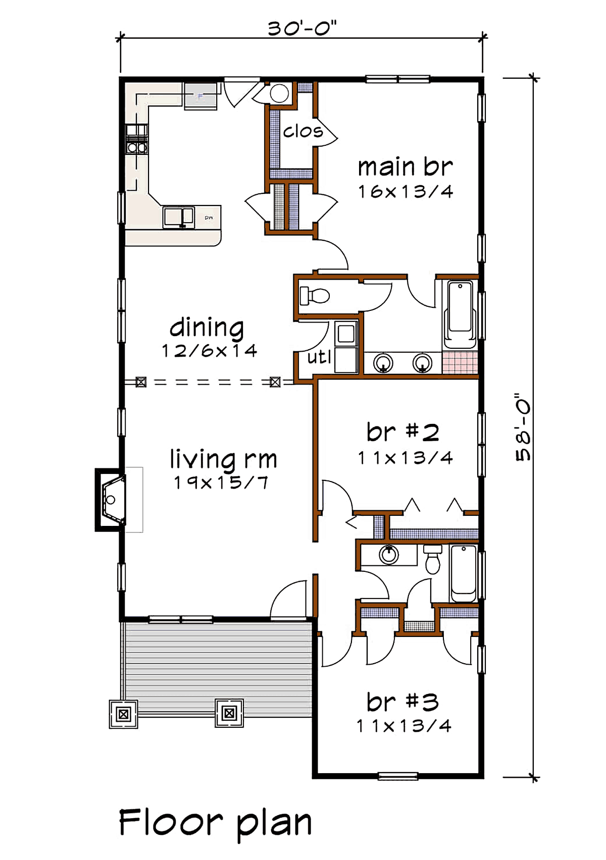 Bungalow Cottage Level One of Plan 75573