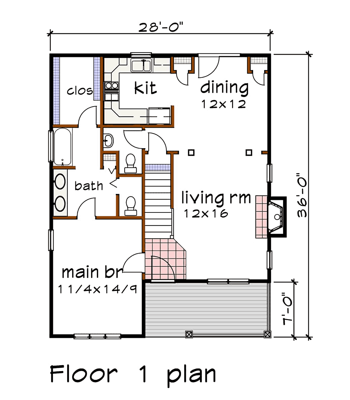 Bungalow Colonial Cottage Traditional Level One of Plan 75574