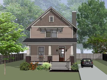 Country Craftsman Southern Elevation of Plan 75578