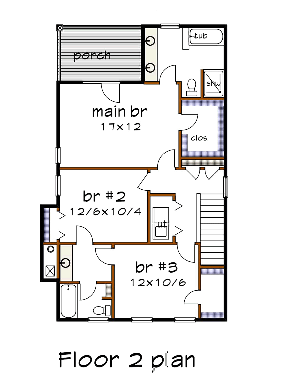 Country Craftsman Narrow Lot Southern Level Two of Plan 75580