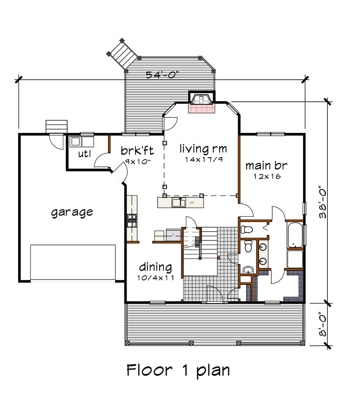 Colonial Country Ranch Southern Traditional Level One of Plan 75583