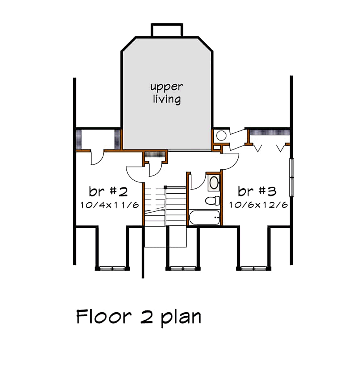 Colonial Country Ranch Southern Traditional Level Two of Plan 75583