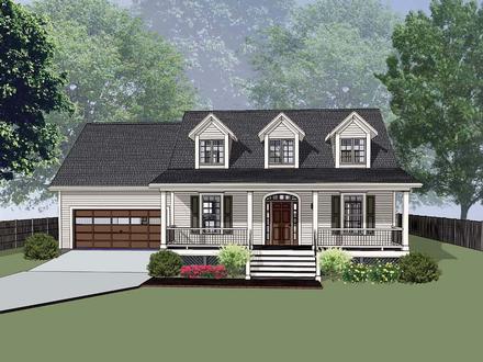 Colonial Country Ranch Southern Traditional Elevation of Plan 75583
