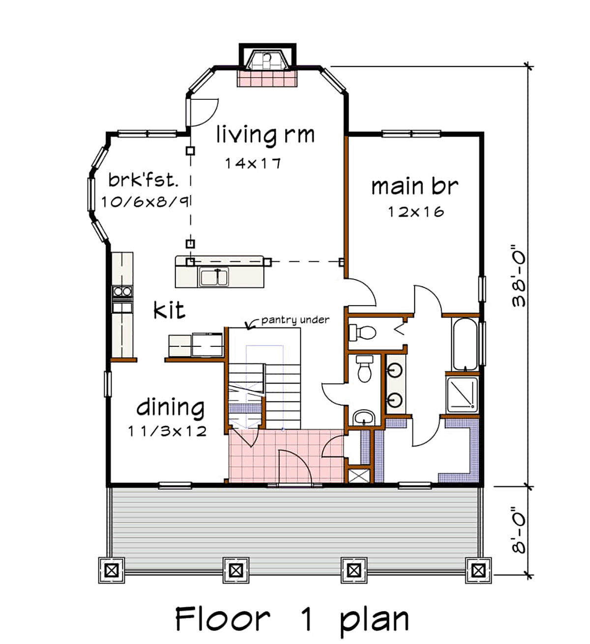 Bungalow Cottage Craftsman Narrow Lot Level One of Plan 75589