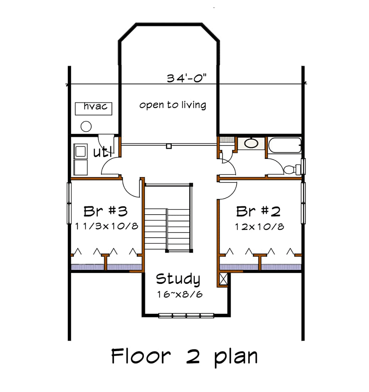 Bungalow Cottage Craftsman Narrow Lot Level Two of Plan 75589