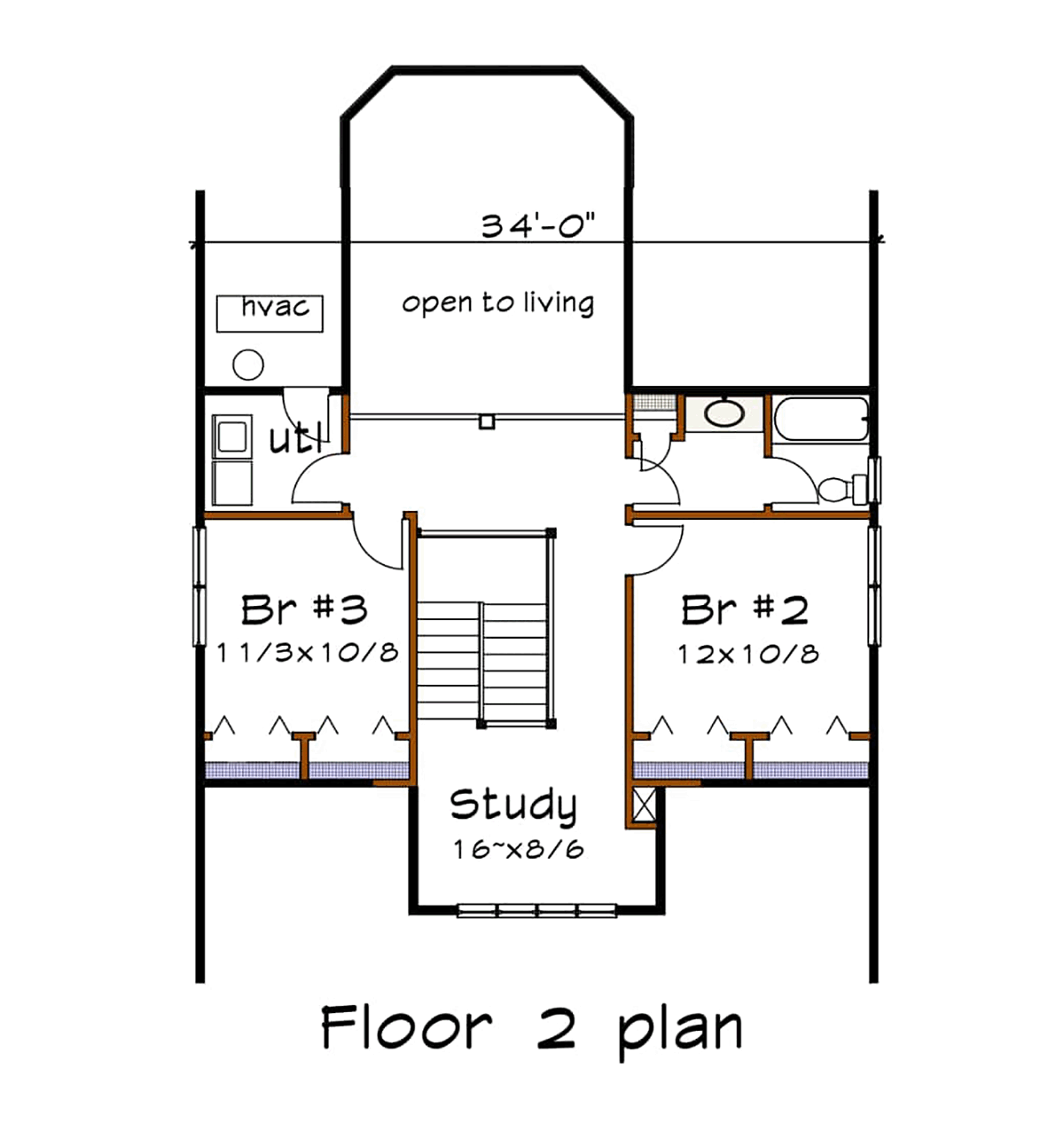 Bungalow Cottage Craftsman Narrow Lot Level Two of Plan 75590