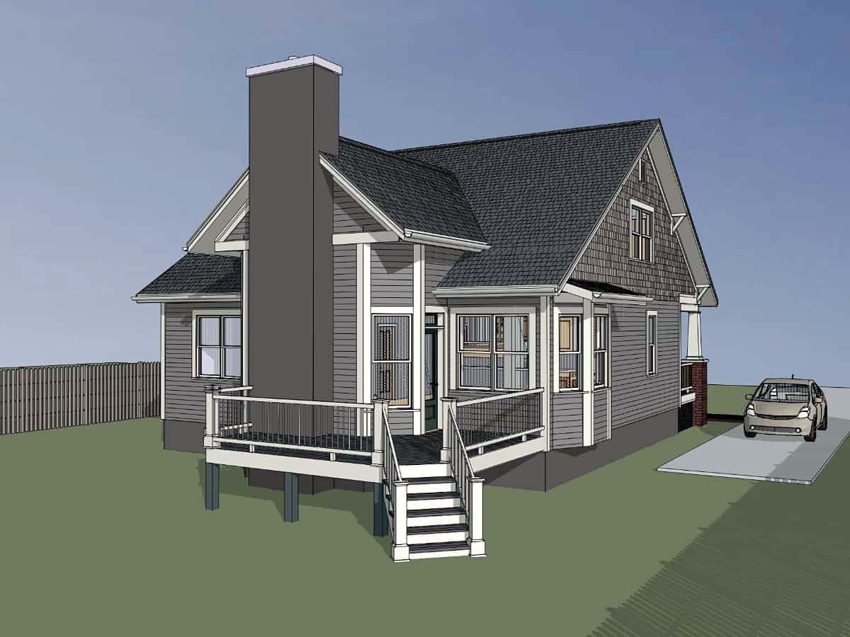 Bungalow, Cottage, Craftsman, Narrow Lot Plan with 1869 Sq. Ft., 3 Bedrooms, 3 Bathrooms Picture 3