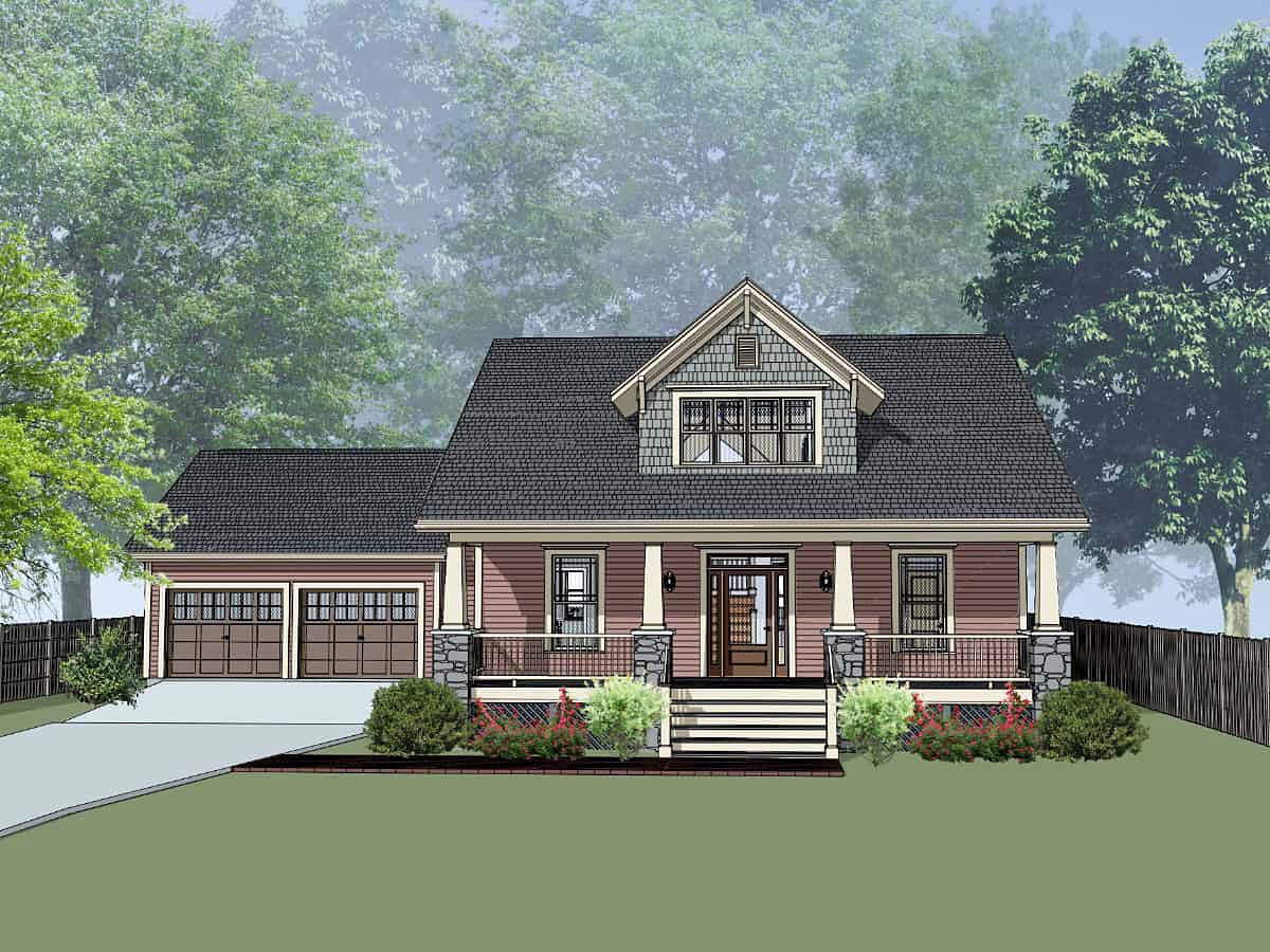 Plan 75591 | Craftsman Style with 3 Bed, 3 Bath, 2 Car Garage