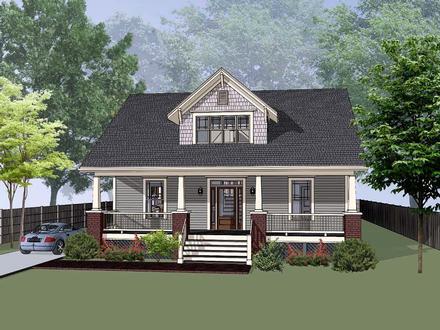 Bungalow Cottage Craftsman Narrow Lot Elevation of Plan 75593