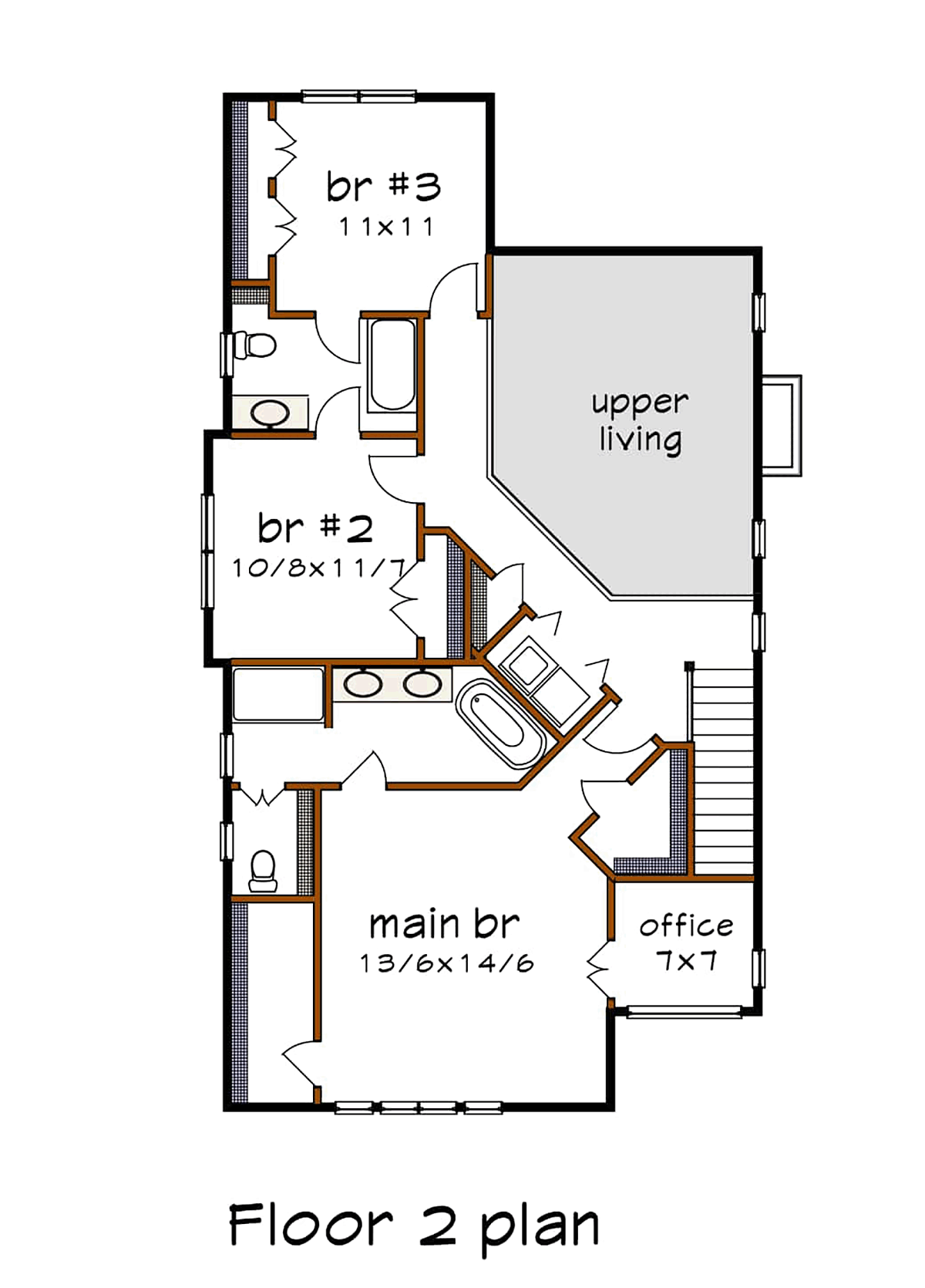 Contemporary Modern Narrow Lot Level Two of Plan 75594