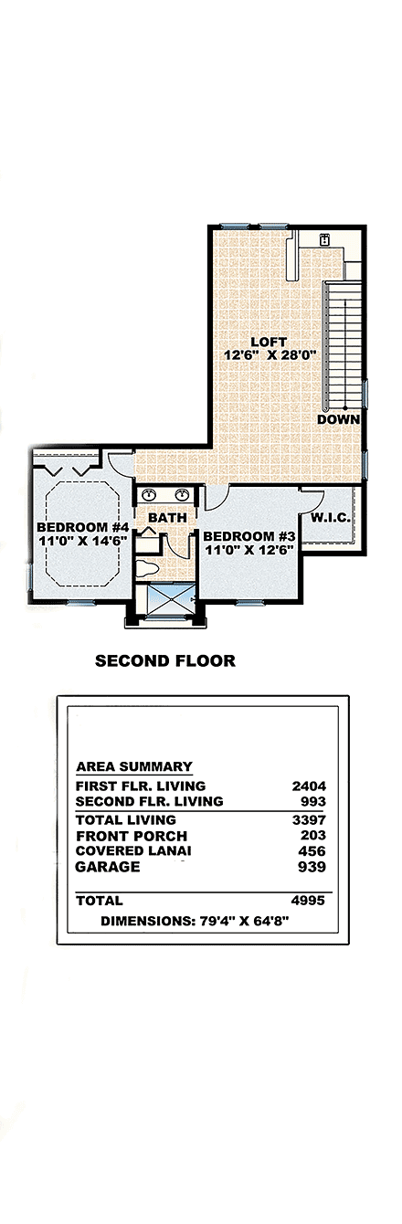 House Plan 75609 Second Level Plan