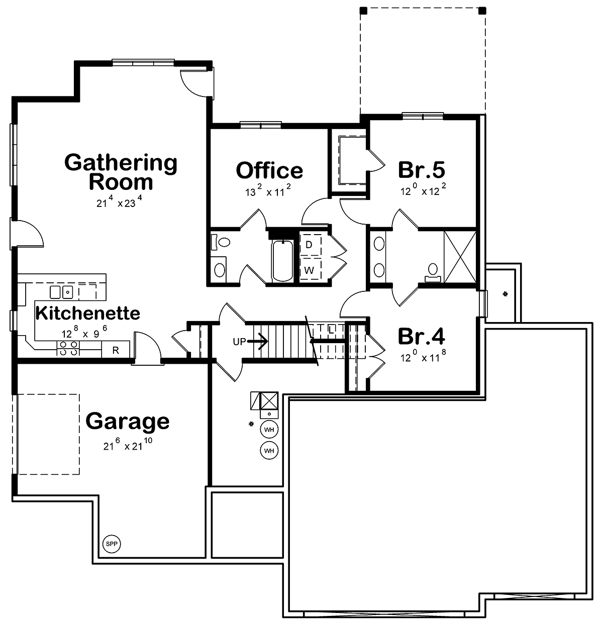 Contemporary One-Story Retro Lower Level of Plan 75703
