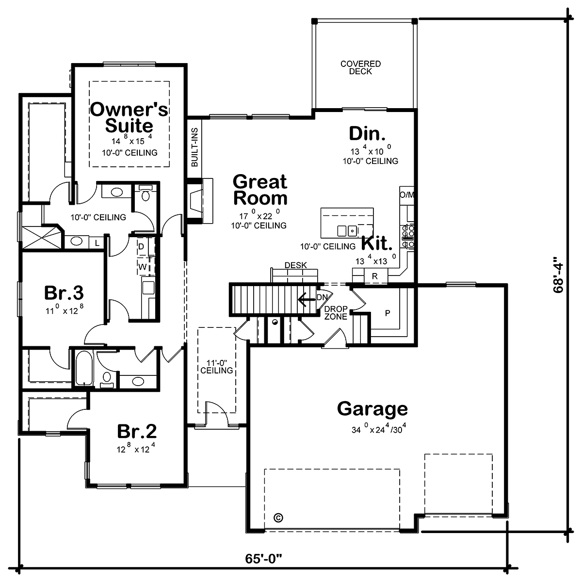 Contemporary One-Story Retro Level One of Plan 75703