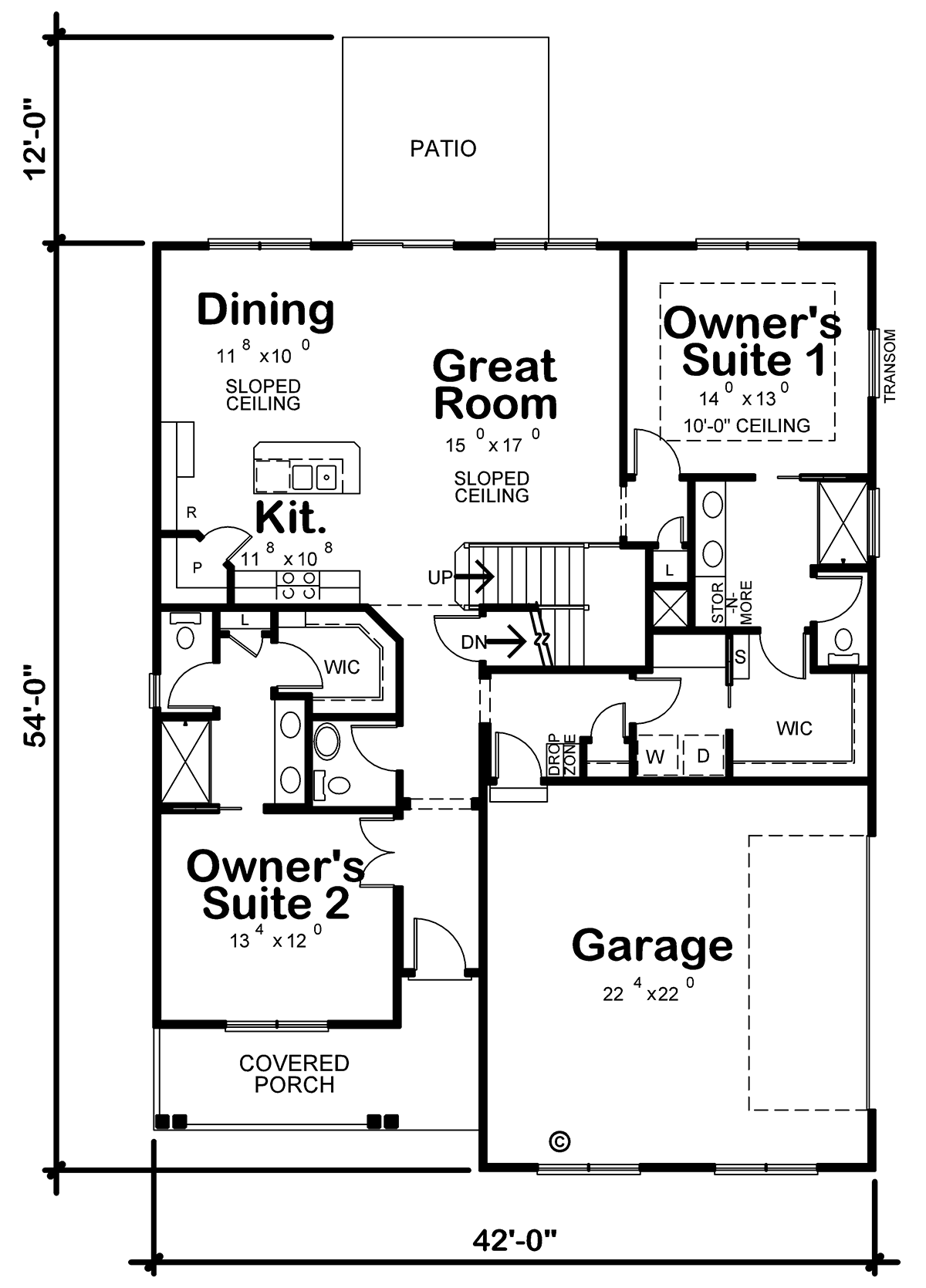 Farmhouse Traditional Level One of Plan 75705