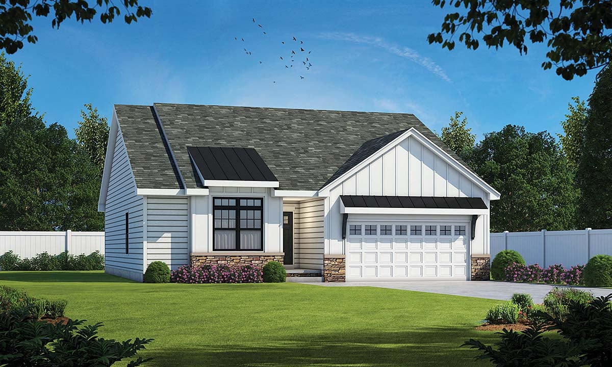 Craftsman, Farmhouse, One-Story, Traditional Plan with 1603 Sq. Ft., 3 Bedrooms, 2 Bathrooms, 2 Car Garage Picture 4