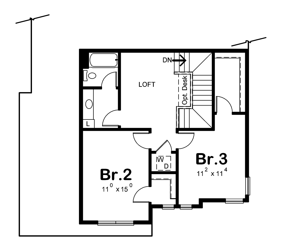 Craftsman Narrow Lot Traditional Level Two of Plan 75712