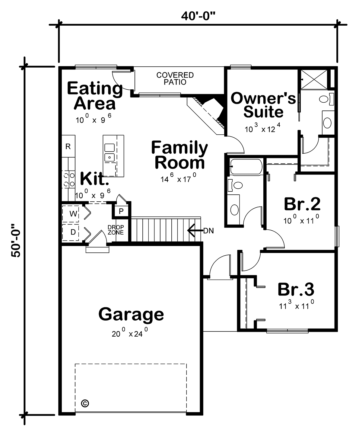 Craftsman Narrow Lot New American Style Traditional Level One of Plan 75715