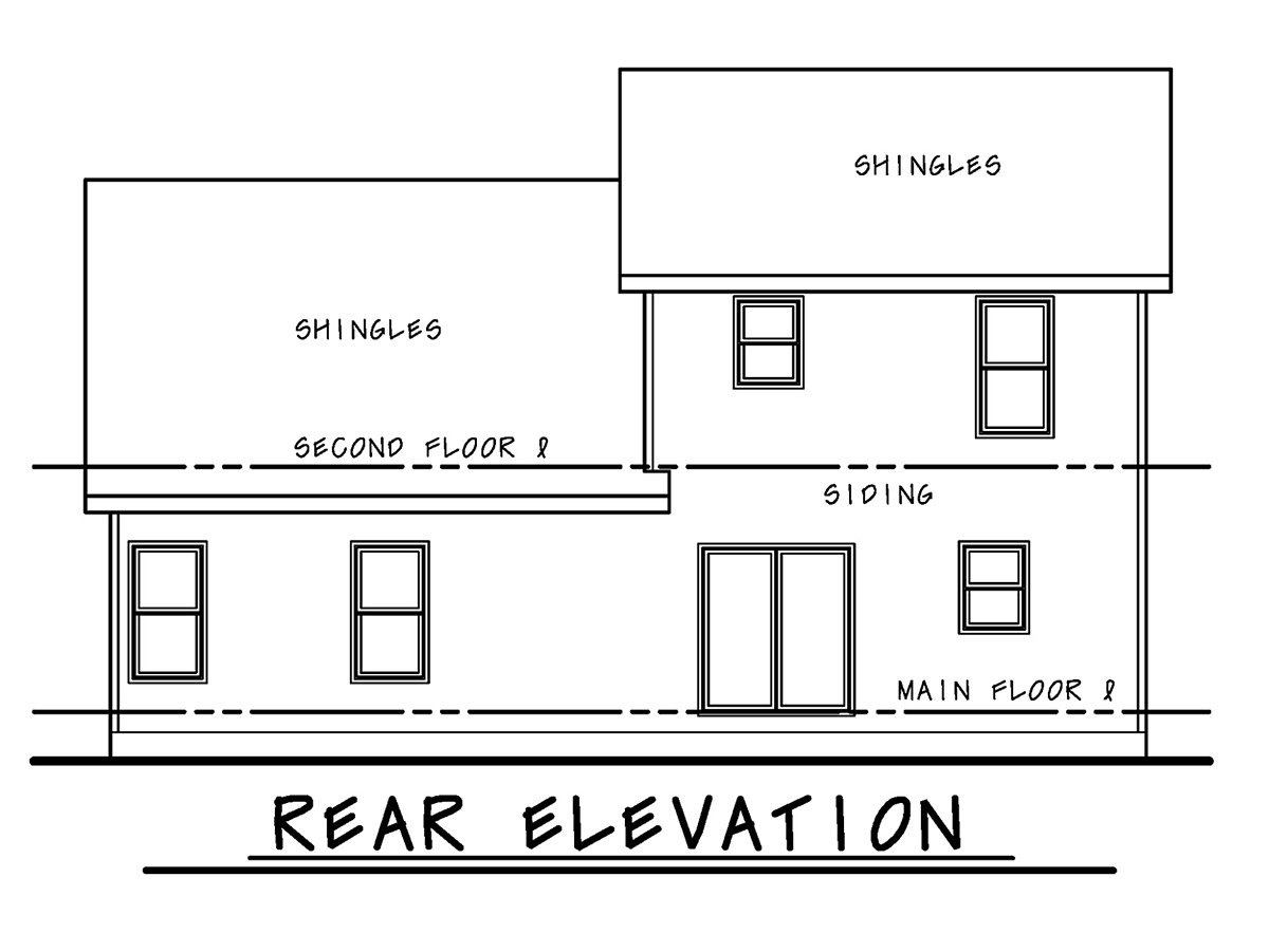 Craftsman Traditional Rear Elevation of Plan 75718