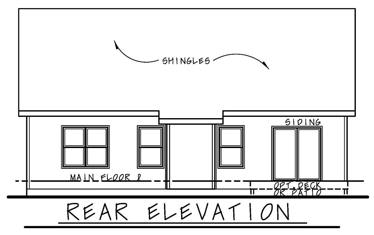 Farmhouse Ranch Traditional Rear Elevation of Plan 75720