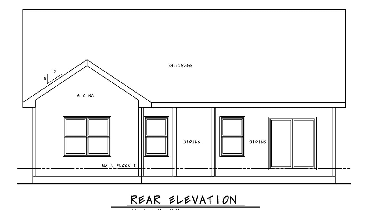 Craftsman Farmhouse Rear Elevation of Plan 75723