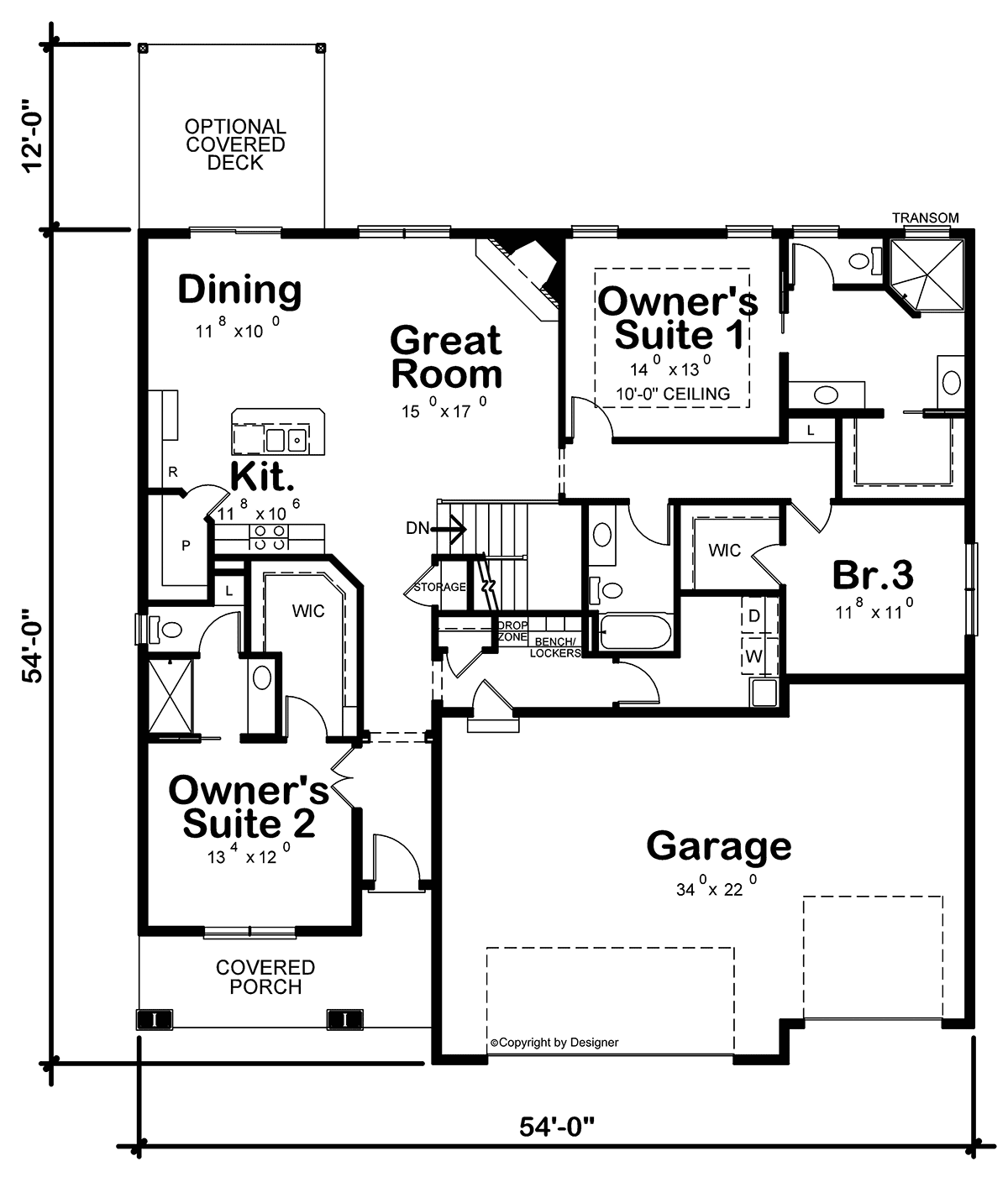 Farmhouse Level One of Plan 75724