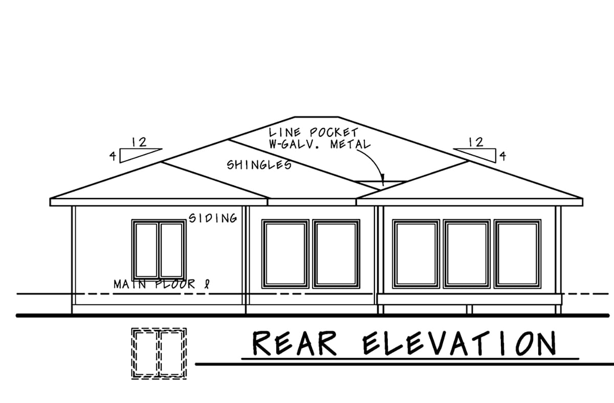 Contemporary Rear Elevation of Plan 75725